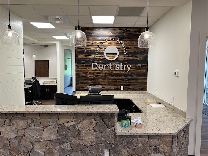 Reception desk at Harrison Family Dentistry office in Chattanooga TN
