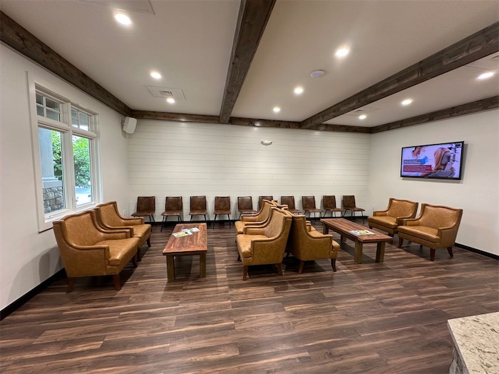Welcoming patient waiting room at Harrison Family Dentistry in Chattanooga TN